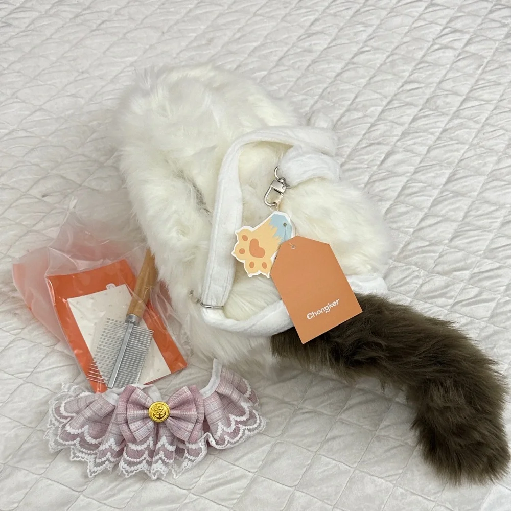 NWT Chongker Plush Cat Backpack with Pink Accents